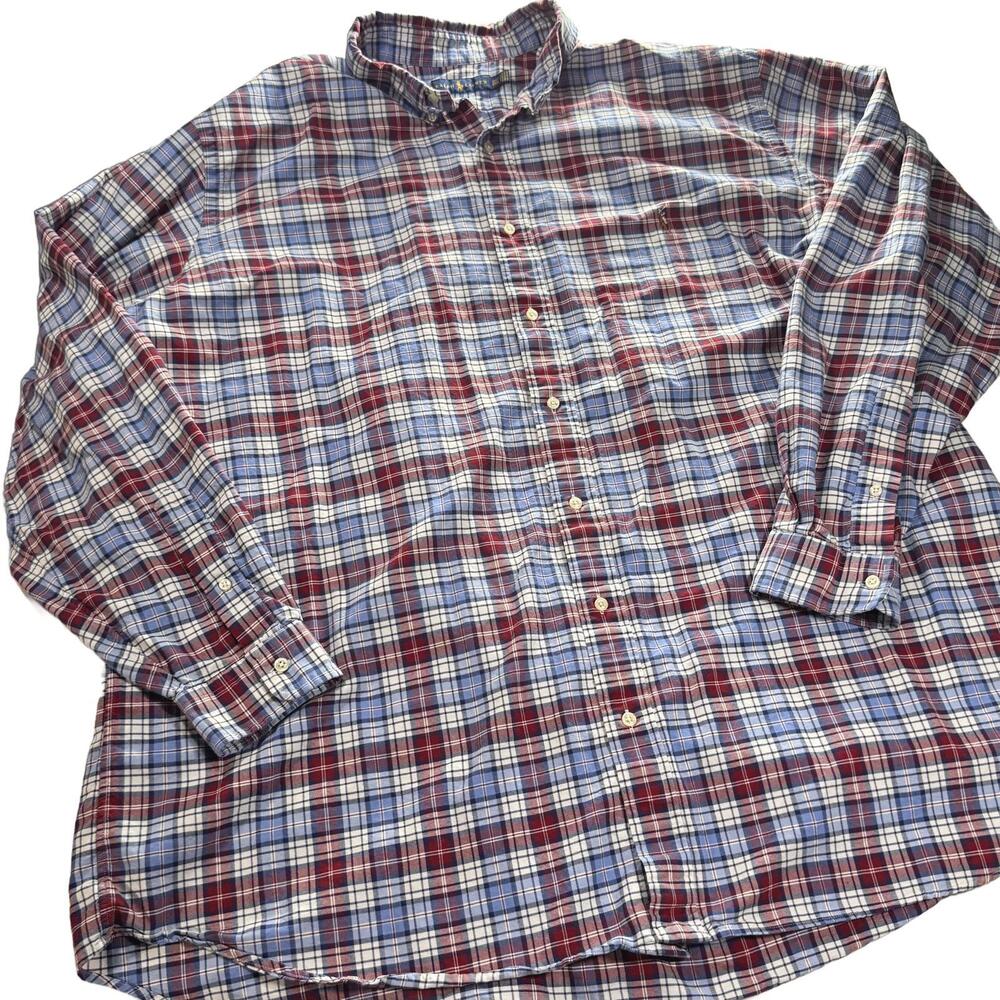 Ralph Lauren Dress Shirt Mens 3XLT Pony Plaid Check Colorful Preppy Casual